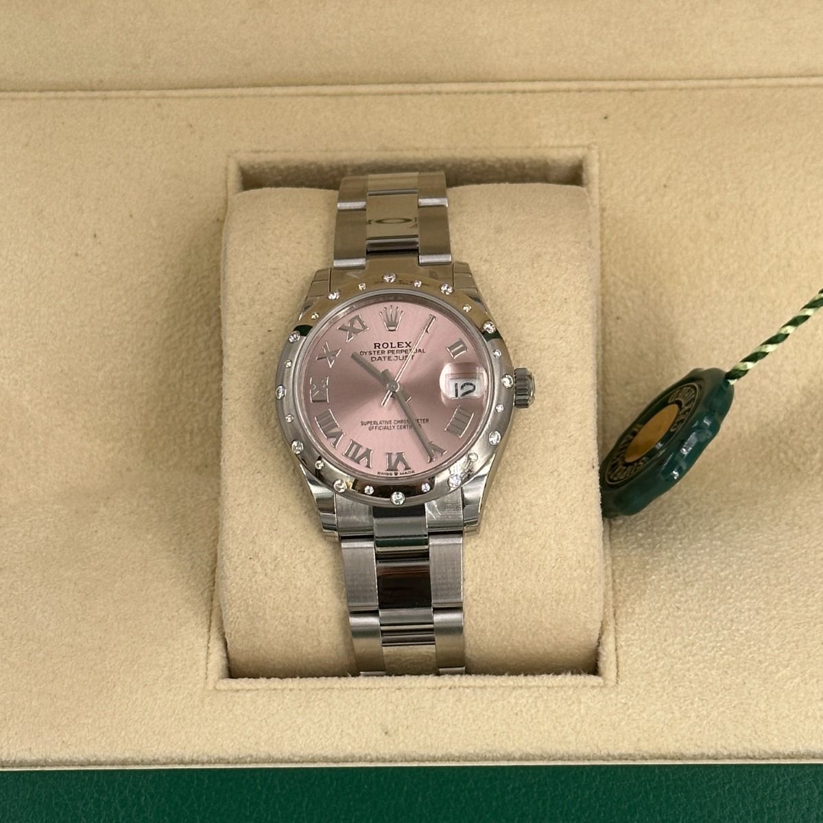 【Super Clone】RLX Datejust m278344-0021/0022 Pink Dial 31mm Domed Diamond Oyster Watch