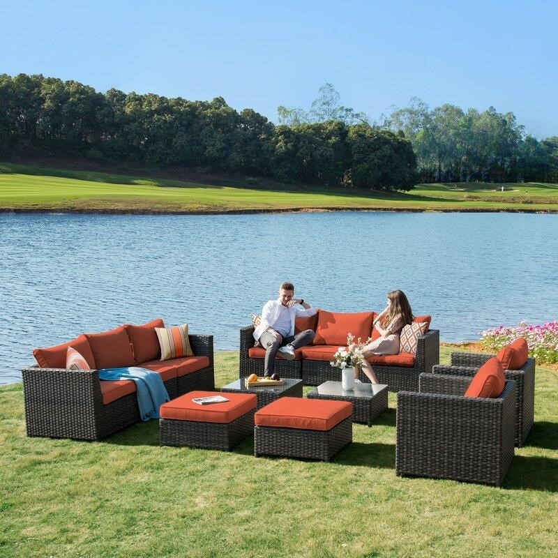 Cassville Wicker/Rattan 8 - Person Seating Group with Cushions