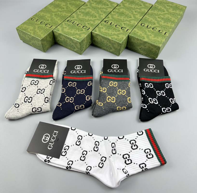 Set of 5 Pairs of Cotton Anti-bacterial Crew Socks WZ-924000150