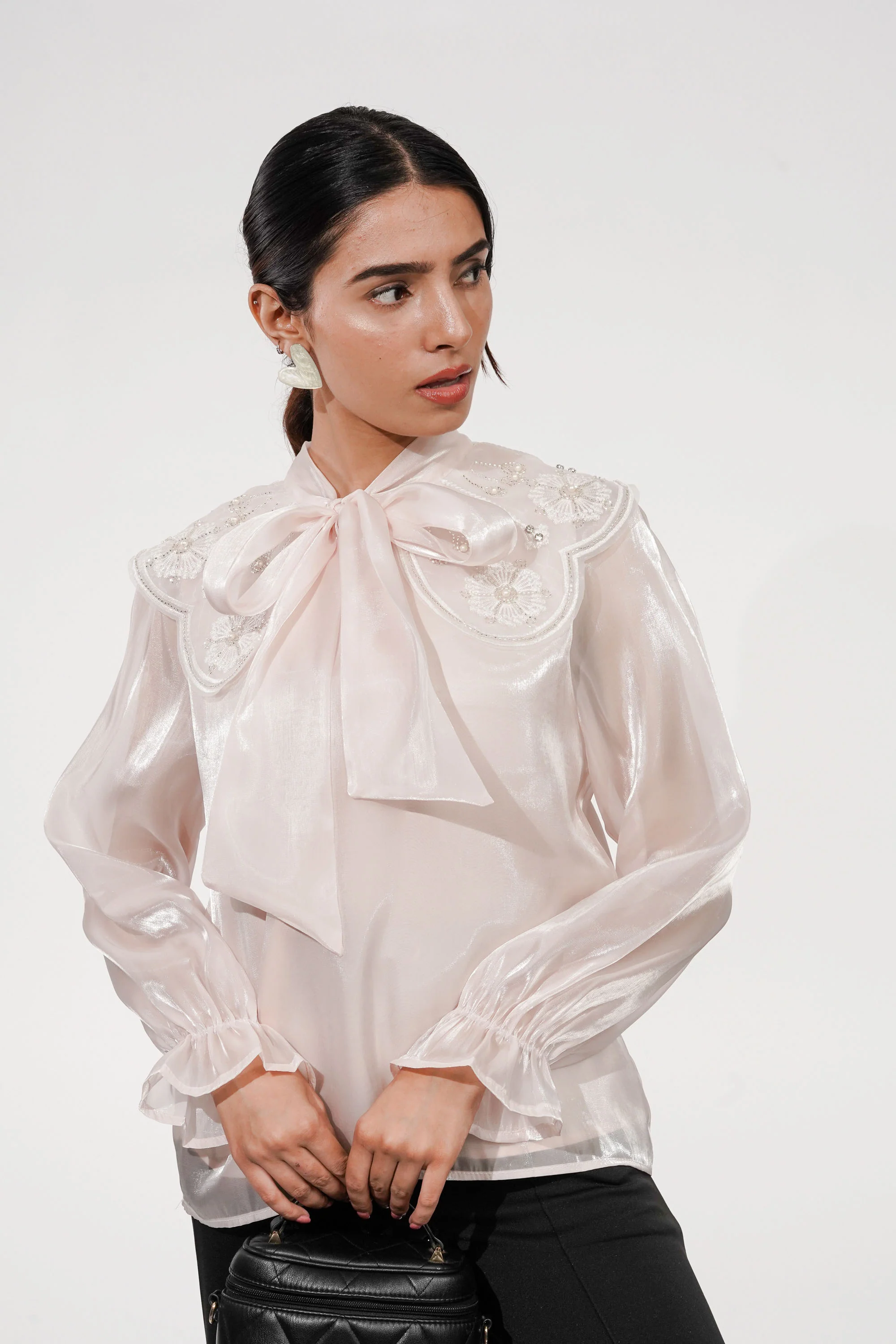 Baby Pink Bertha Pearl Top