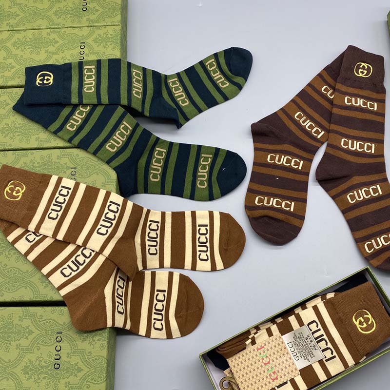 Set of 3 Pairs of Cotton Anti-bacterial Crew Socks WZ-924000181
