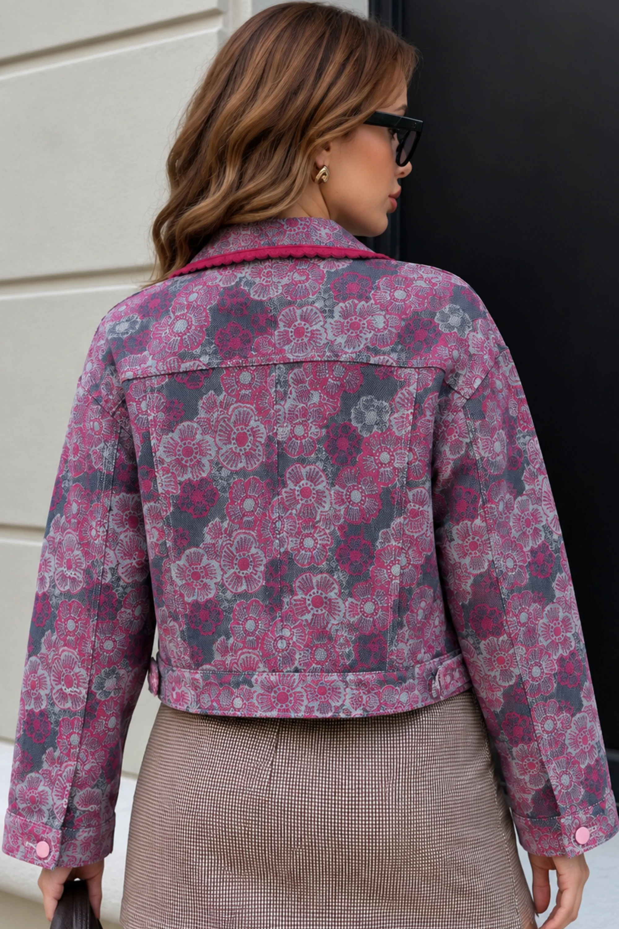 Pink Blossom Denim Jacket