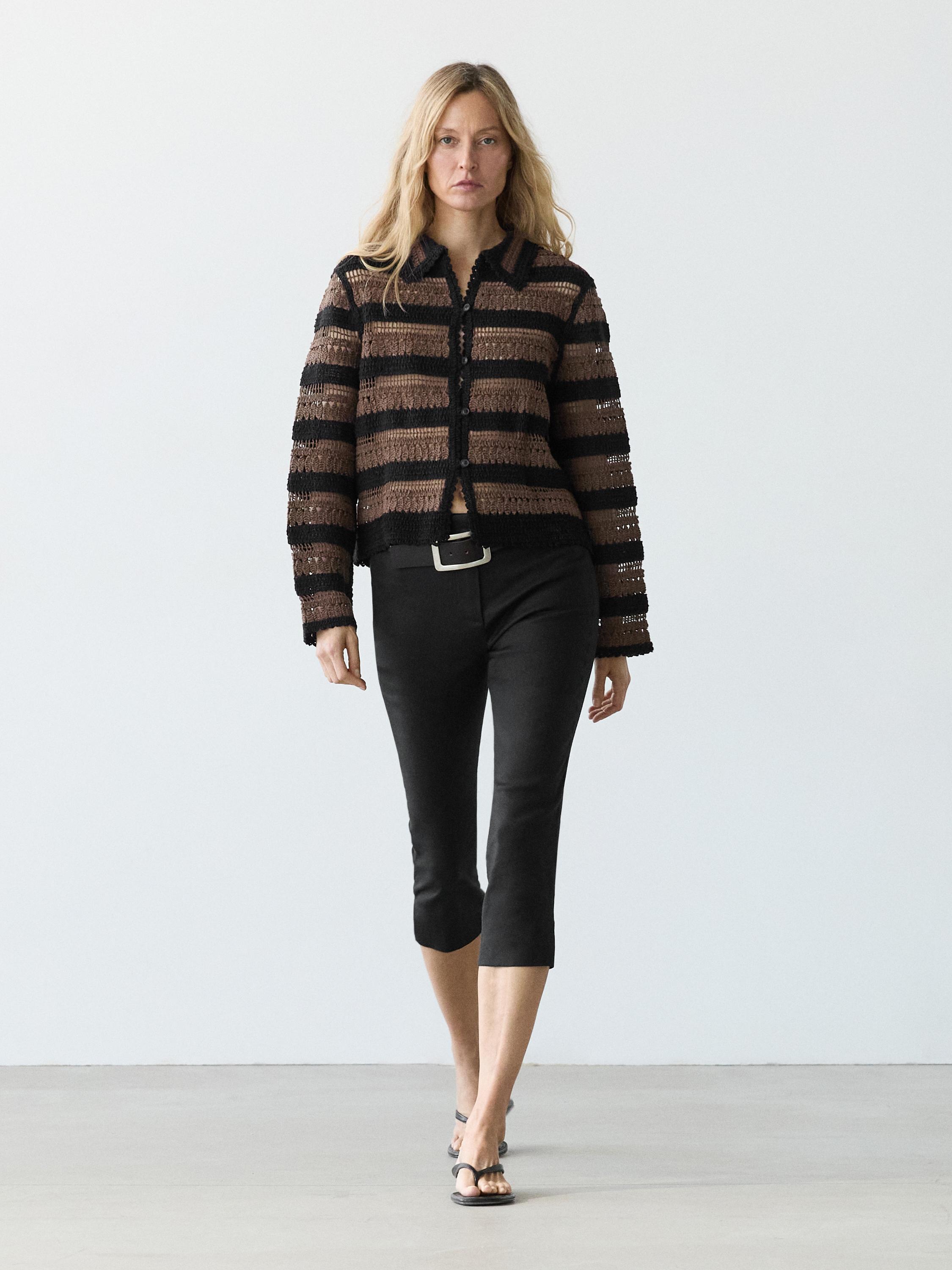 Chaqueta corta punto crochet rayas