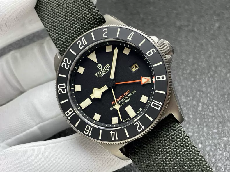 Tudor Pelagos FXD GMT 42mm Titanium Case Black Ceramic Bezel Green Fabric Strap