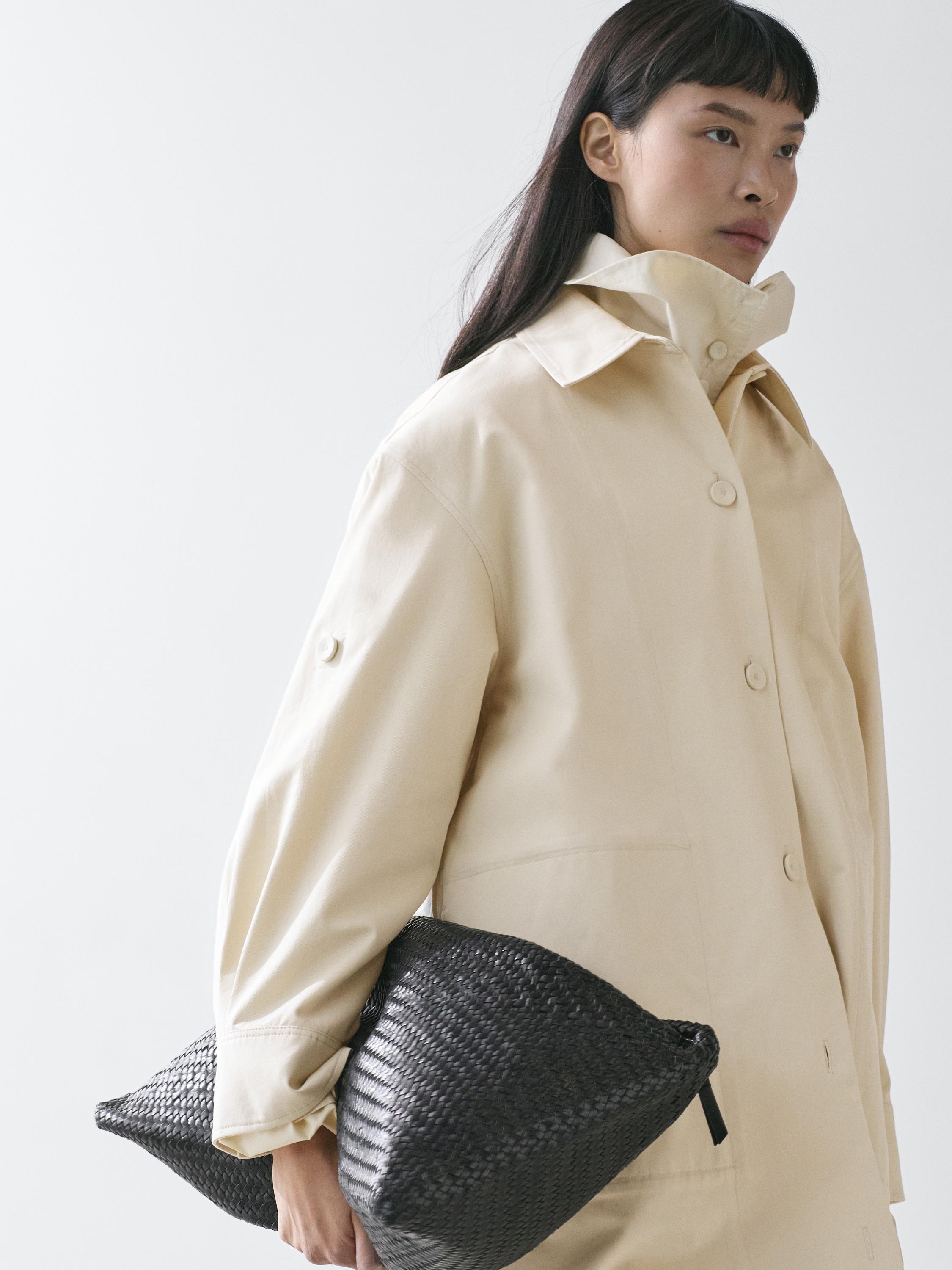 Trench manga roll-up algodón