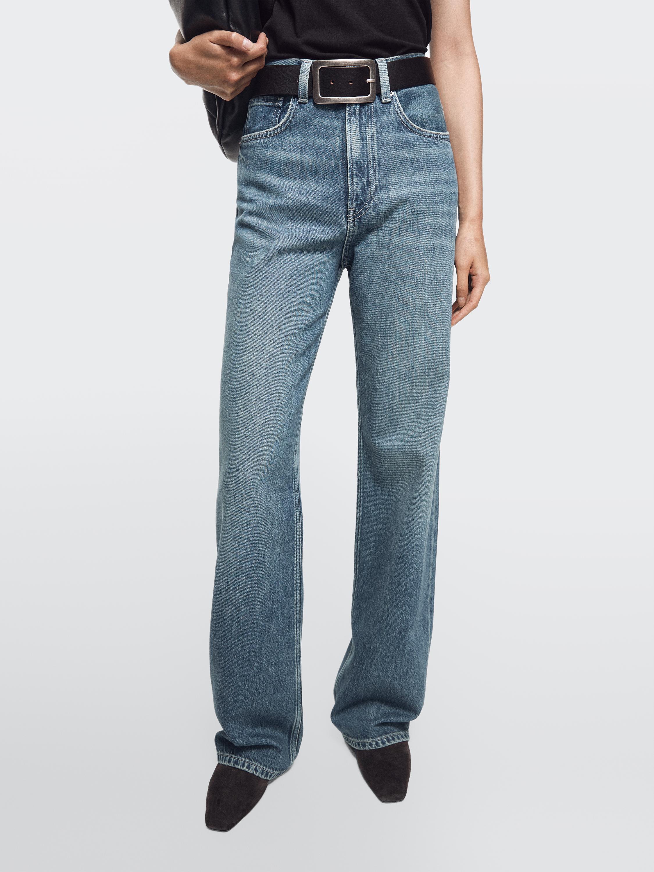 Jeans wide leg tiro alto