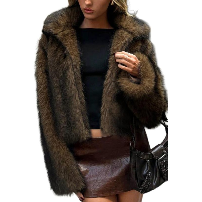 Women's Two-Tone Faux Fur Coat