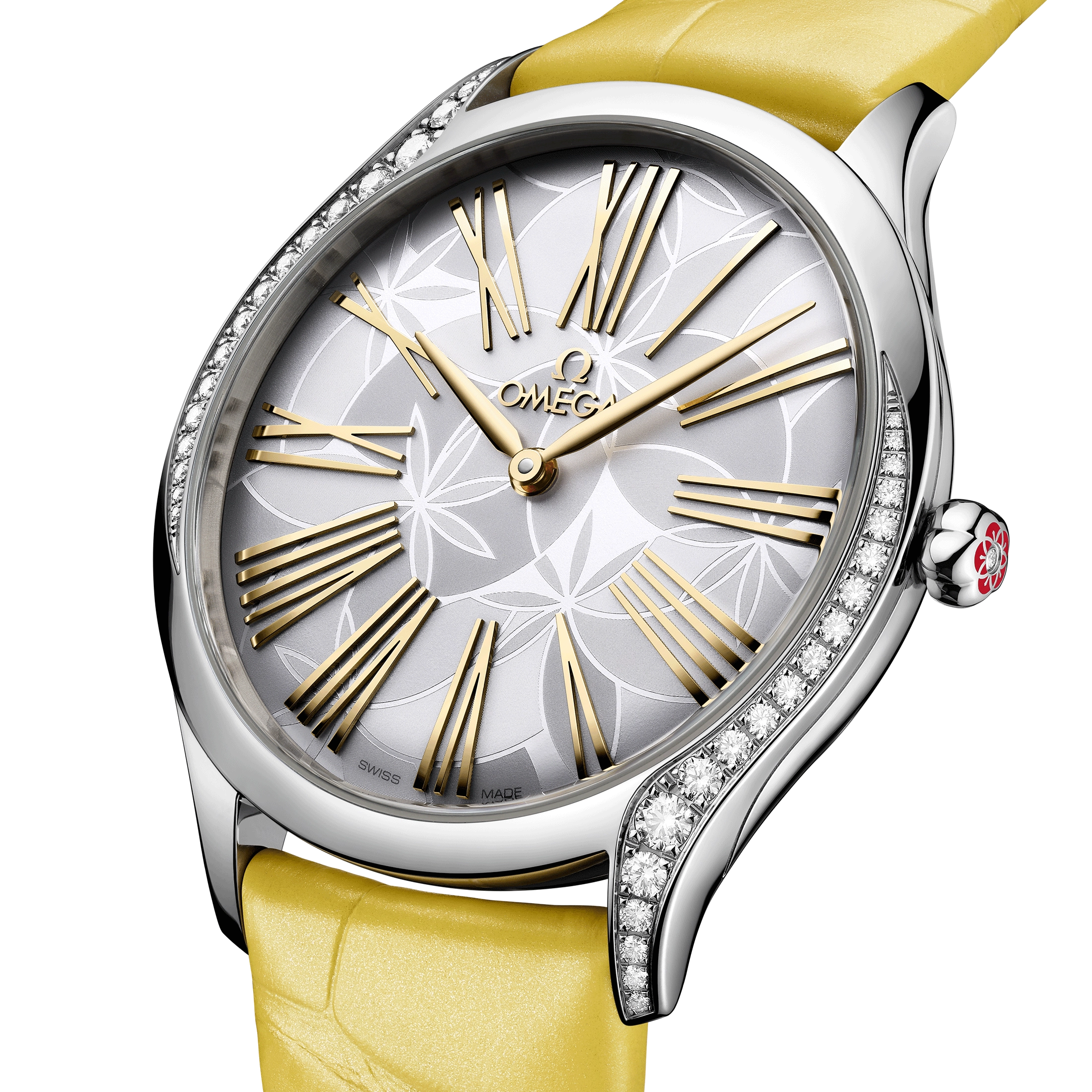 Omega De Ville Trésor quartz silver dial yellow leather strap 36mm 428.18.36.60.02.002