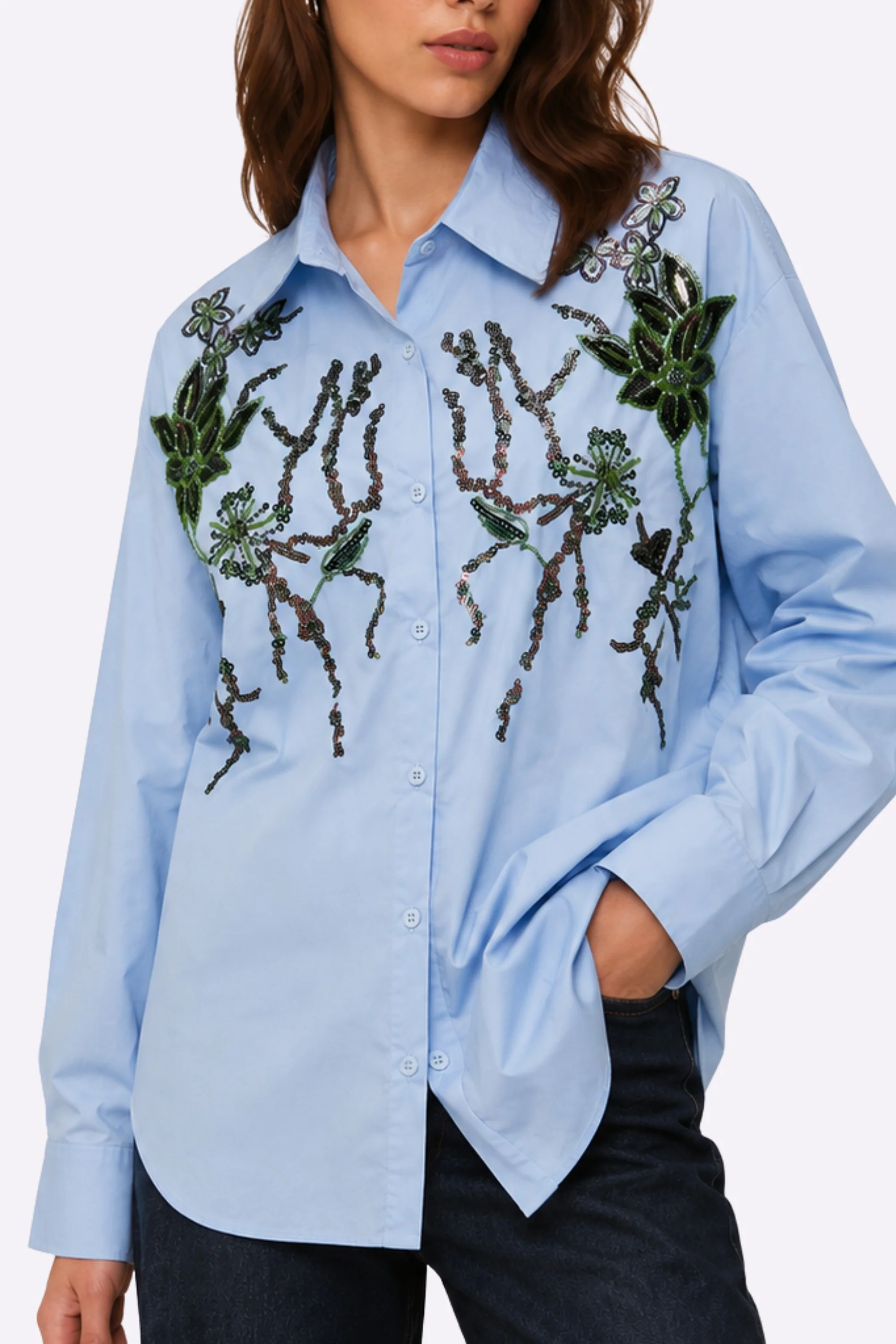 Blue Meadow Embellished Shirt