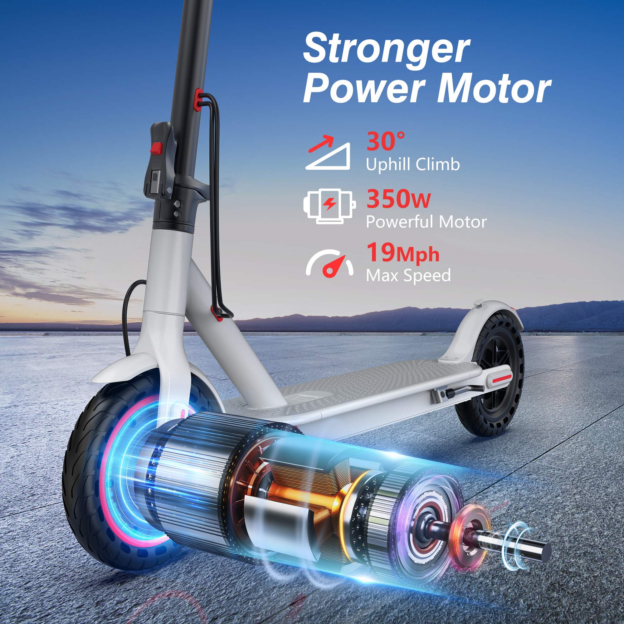 AOVOPRO ES80 Electric Scooter 350W Dual Brake App LCD Display Waterproof Foldable White-US