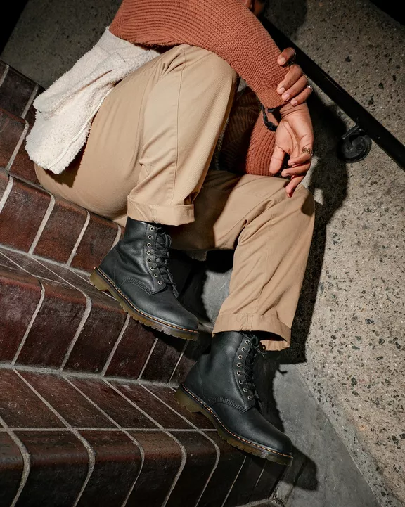 1460 Faux Fur Lined Grizzly Leather Lace Up Boots