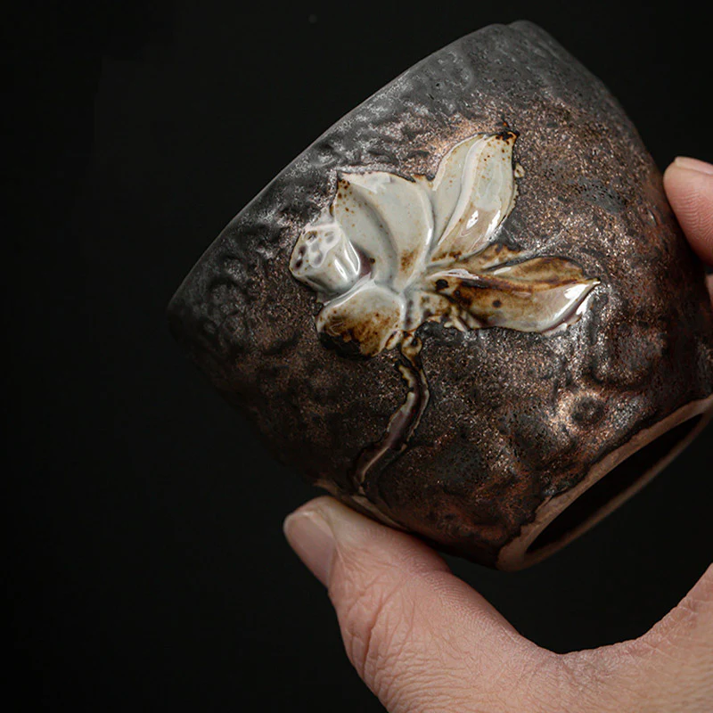 Lotus Pod Leaf Flower Auspicious Clouds Ceramic Teacup Kung Fu Tea Cup