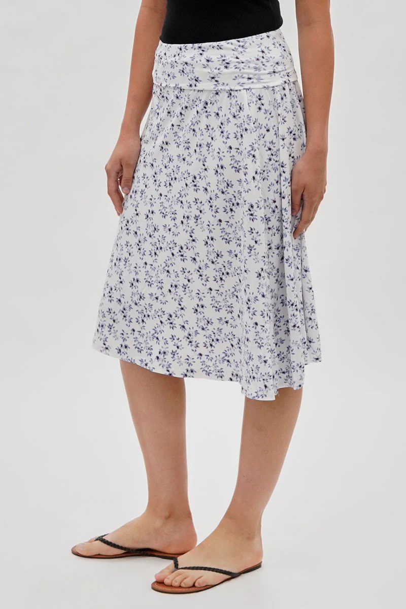 Floral Fold Over Skirt - White