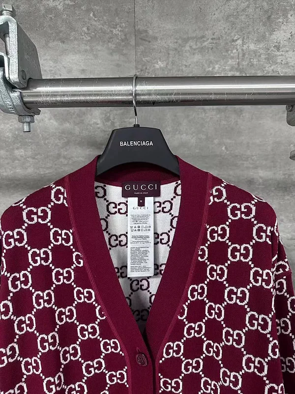 Wine red full printed knitted cardigan MY-93260
