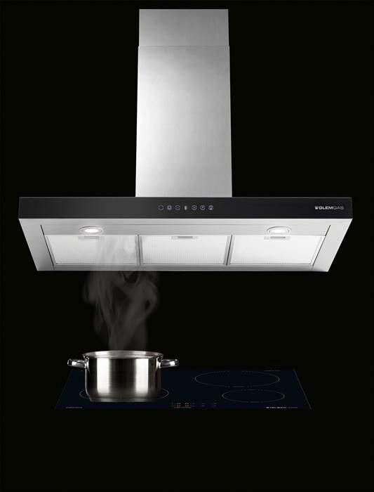GLEM GAS - Cappa a parete GHB990IXA Classe A-Nero / Acciaio Inox