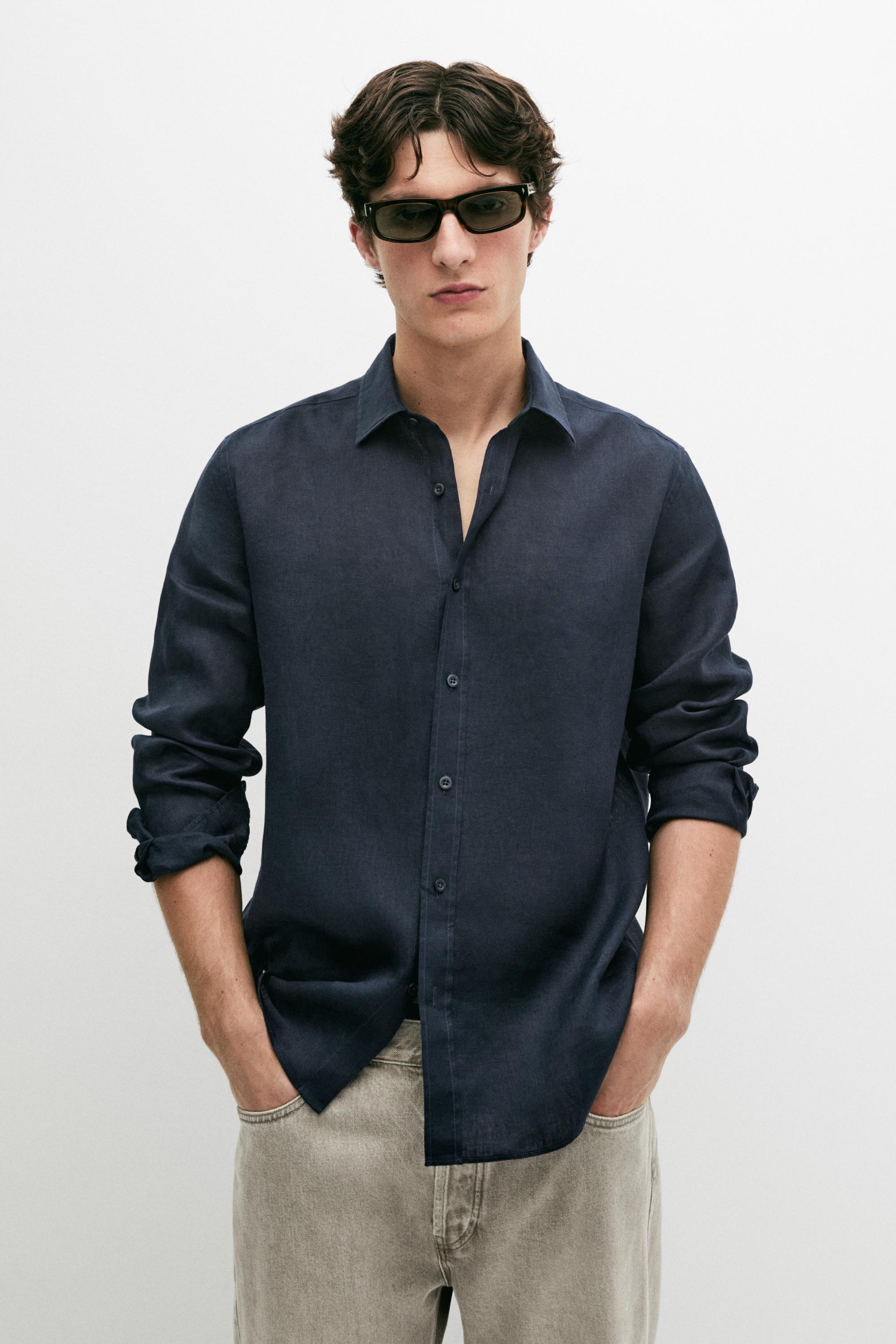 Camisa slim fit 100% lino