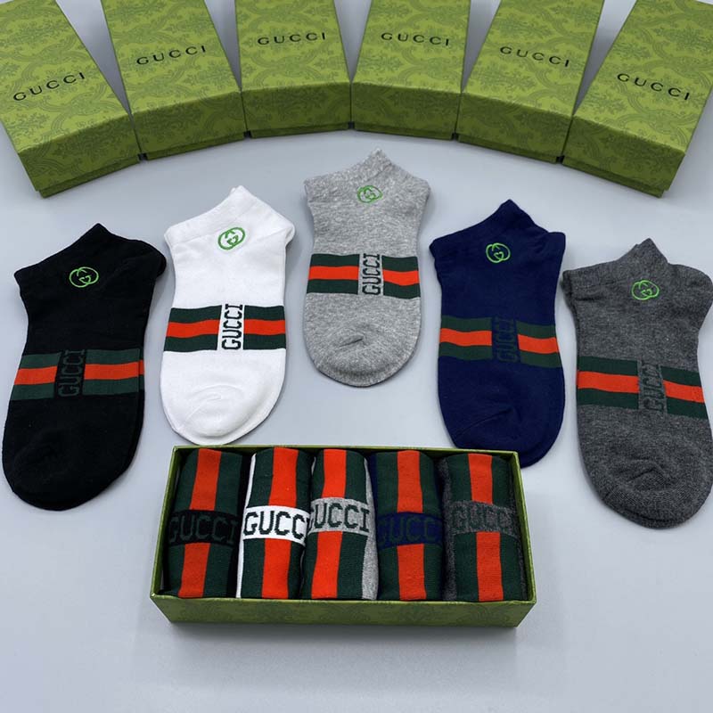 Set of 5 Pairs of Cotton Anti-bacterial Ankle Socks WZ-924000138