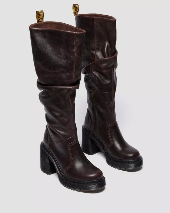 KASEY LEATHER KNEE HIGH HEELED BOOTS