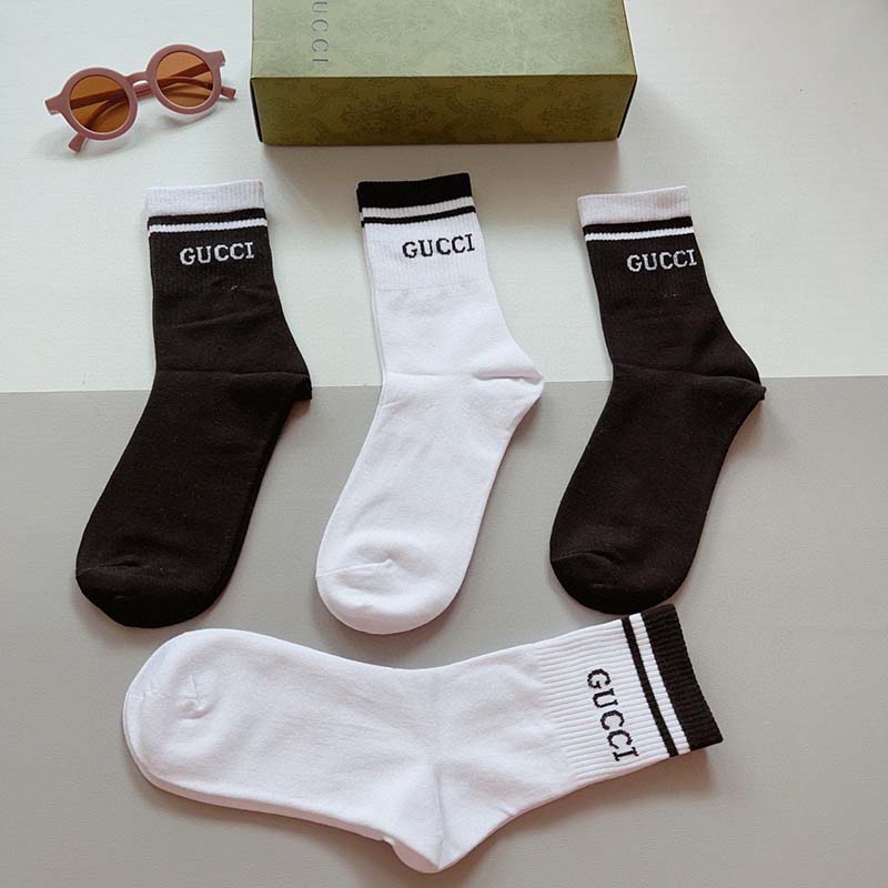 Set of 4 Pairs of Cotton Anti-bacterial Crew Socks WZ-924000164