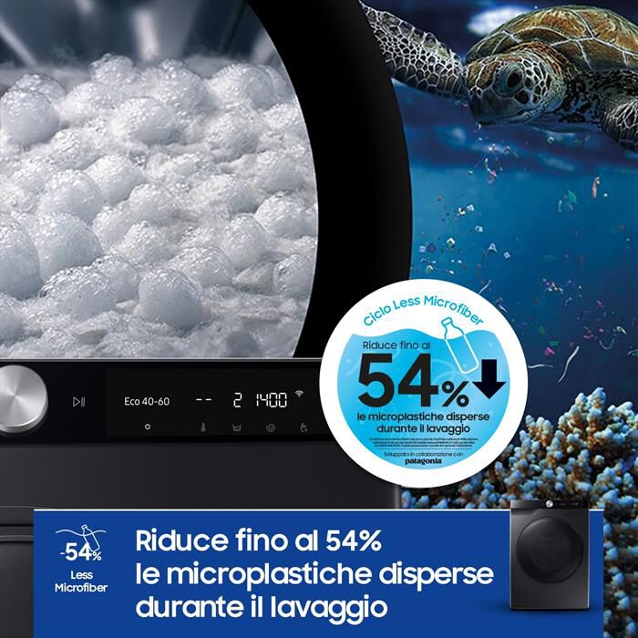 SAMSUNG - Lavasciuga WD90DG6G94BBU3 9/5KG Classe A-nera con oblò e display nero