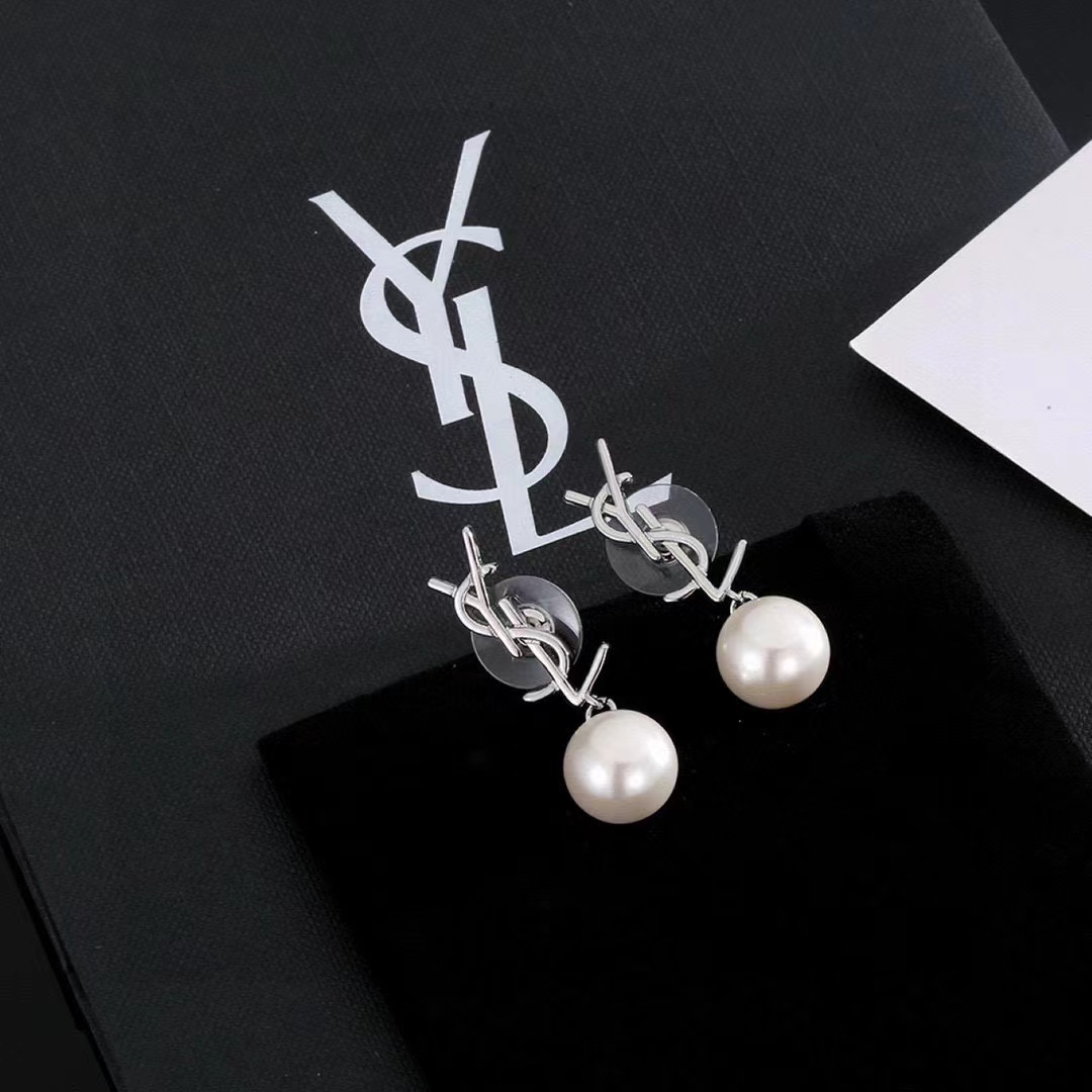 Golden Silver Pearls Earrings YYED-9110014