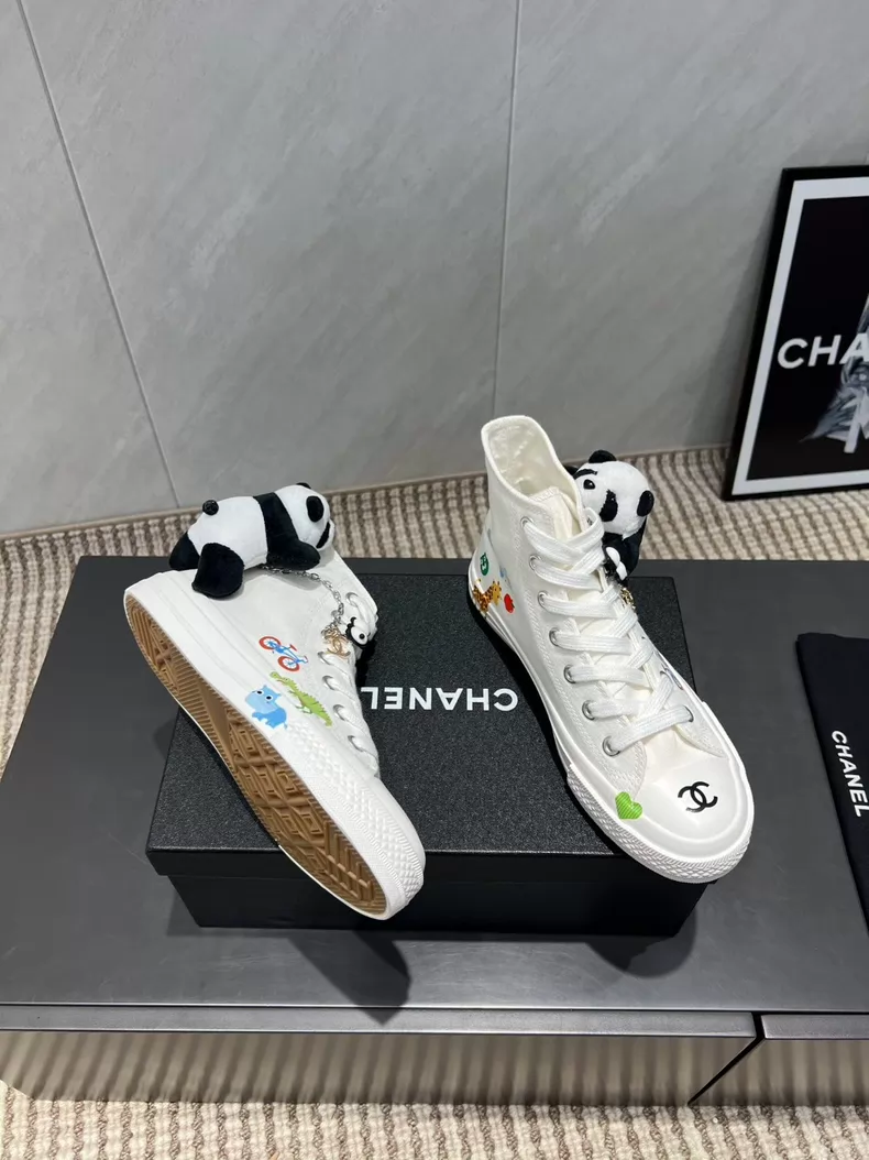 CHANEL Chain High-Top Canvas Shoes
