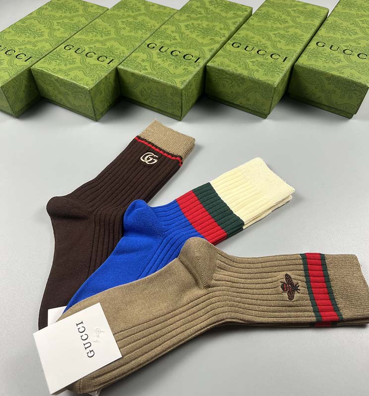 Set of 3 Pairs of Cotton Anti-bacterial Crew Socks WZ-924000158