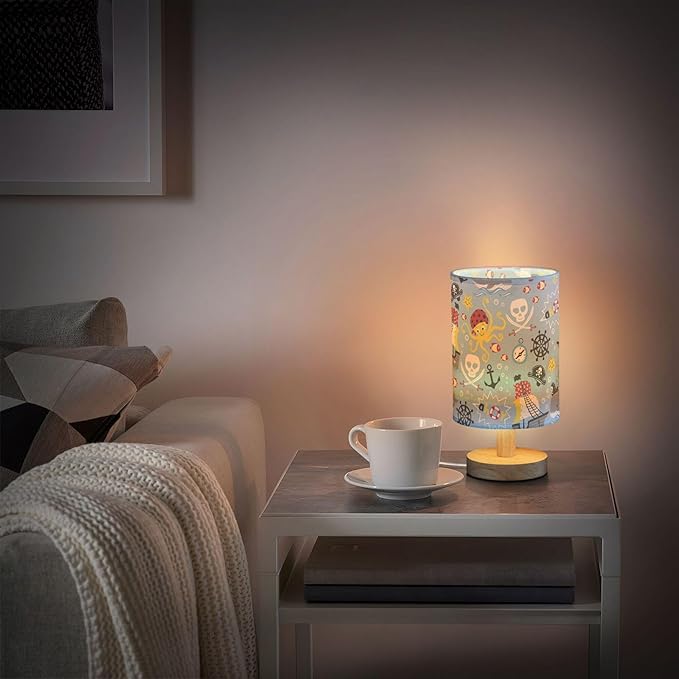 Table Lamp Pirate Marine Animal Octopus Whale Fish Nautical Skull Nightstand Lamp