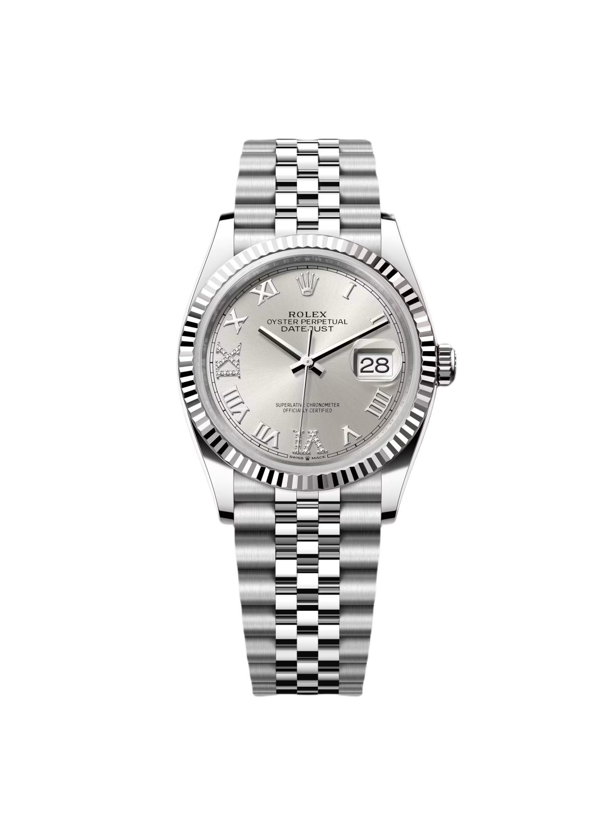 Rolex  Datejust 36mm 126234 White Roman Dial Oyster Stainless Steel Mens