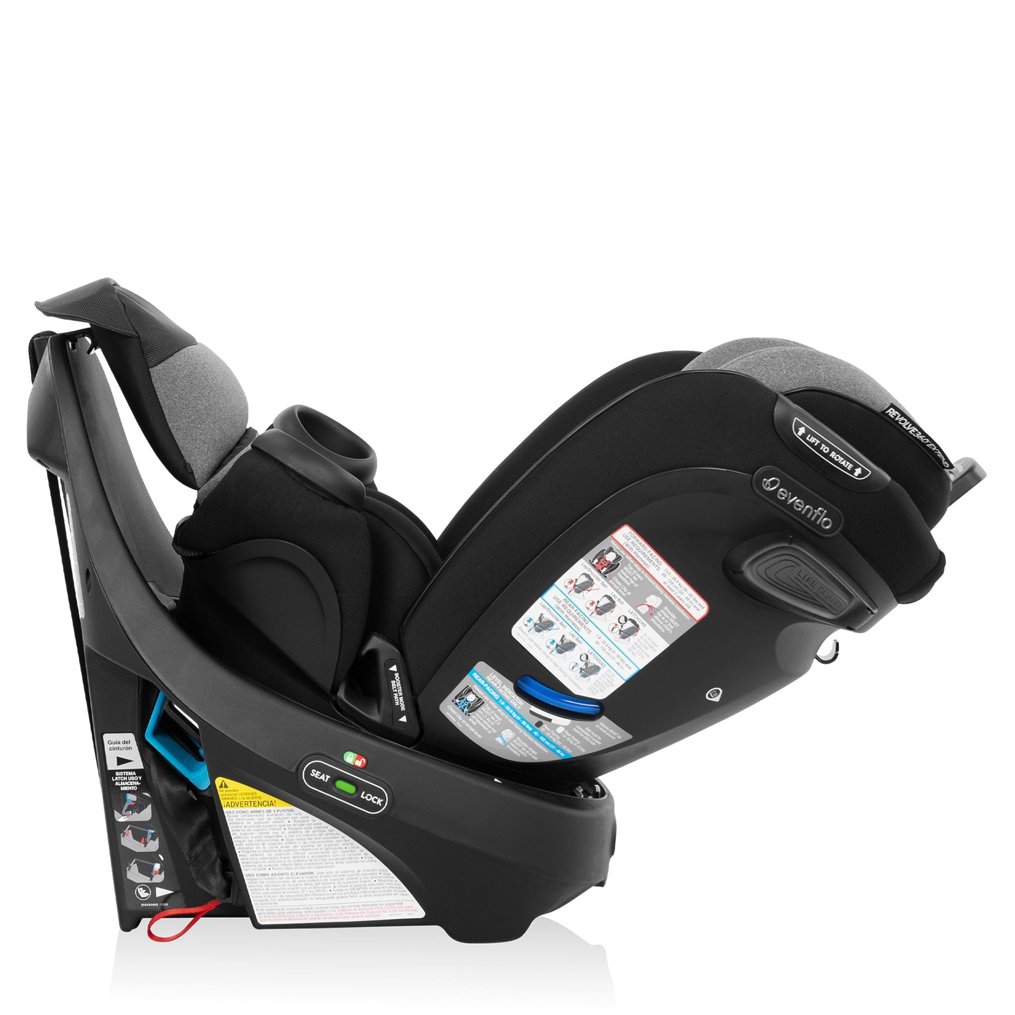 Evenflo GOLD Revolve360 Extend All-in-One Rotational Convertible Car Seat with SensorSafe - Moonstone