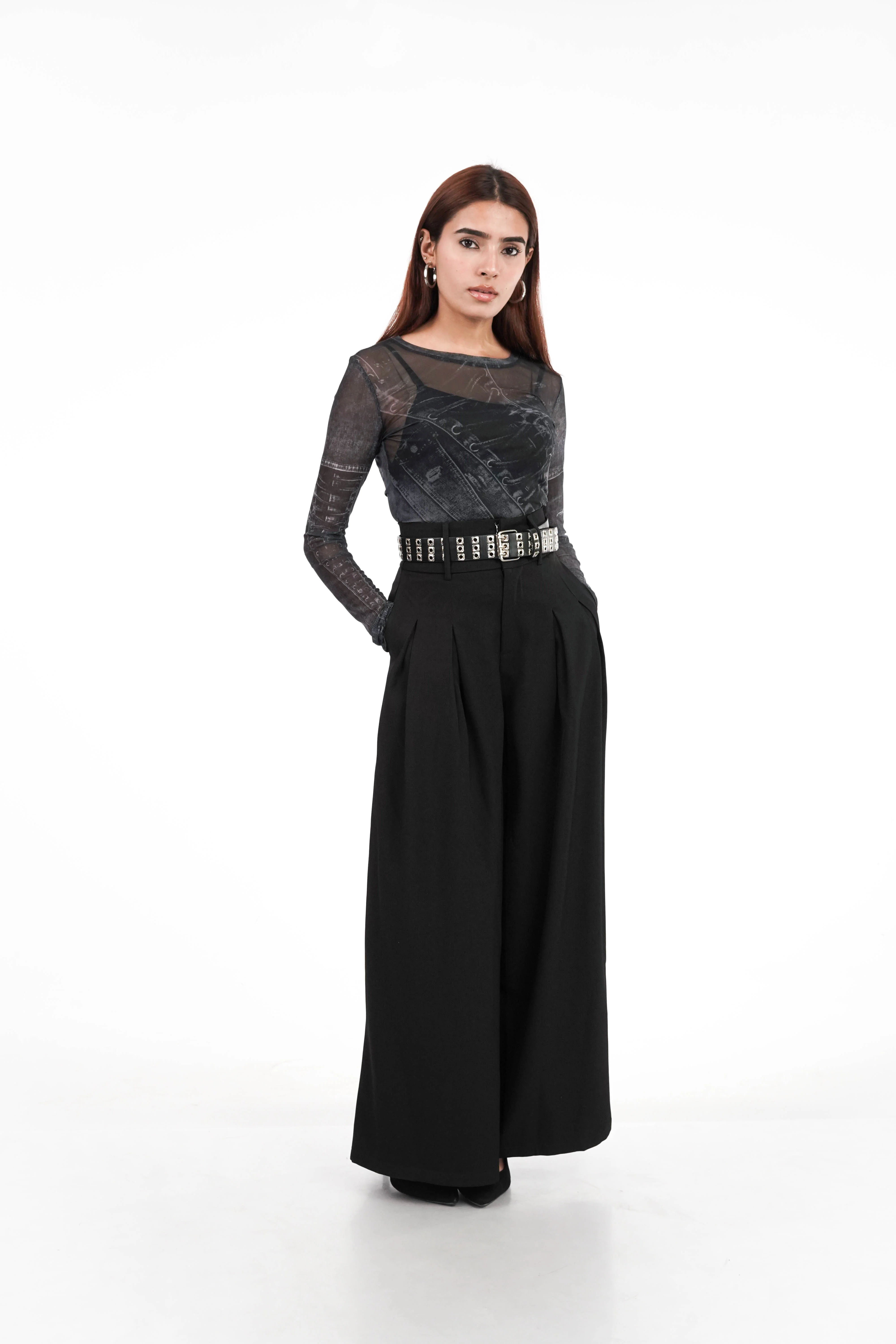 Black Grunge Mesh Top