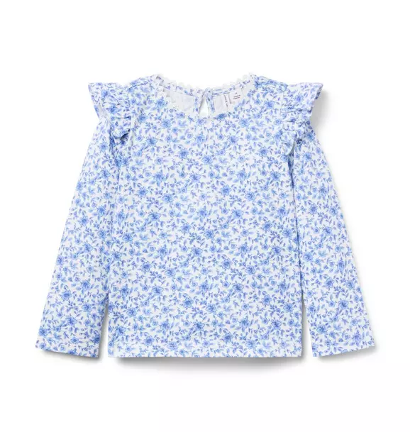 Ditsy Floral Ruffle Shoulder Top