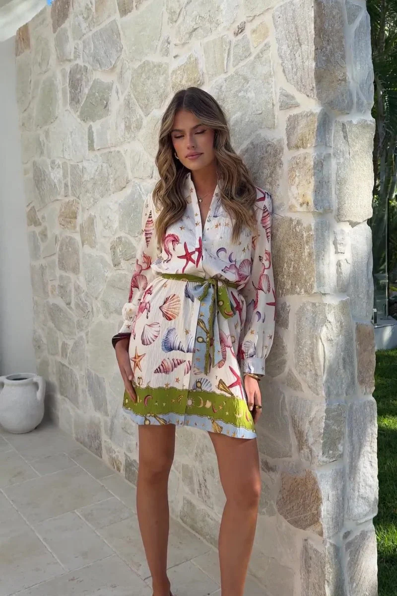 Long Sleeve A-Line Resort Dress