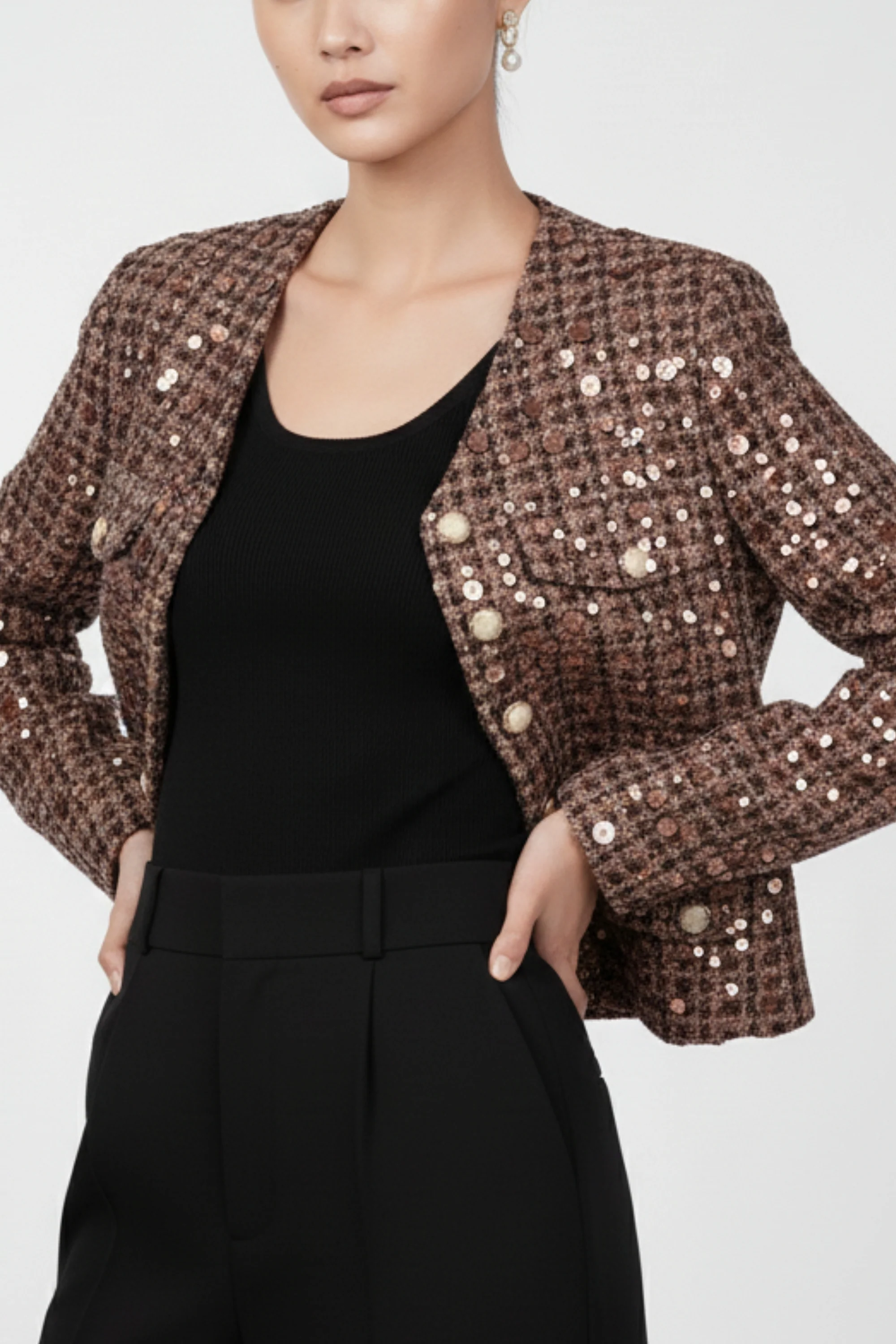 Sienna Brown Sequin Blazer