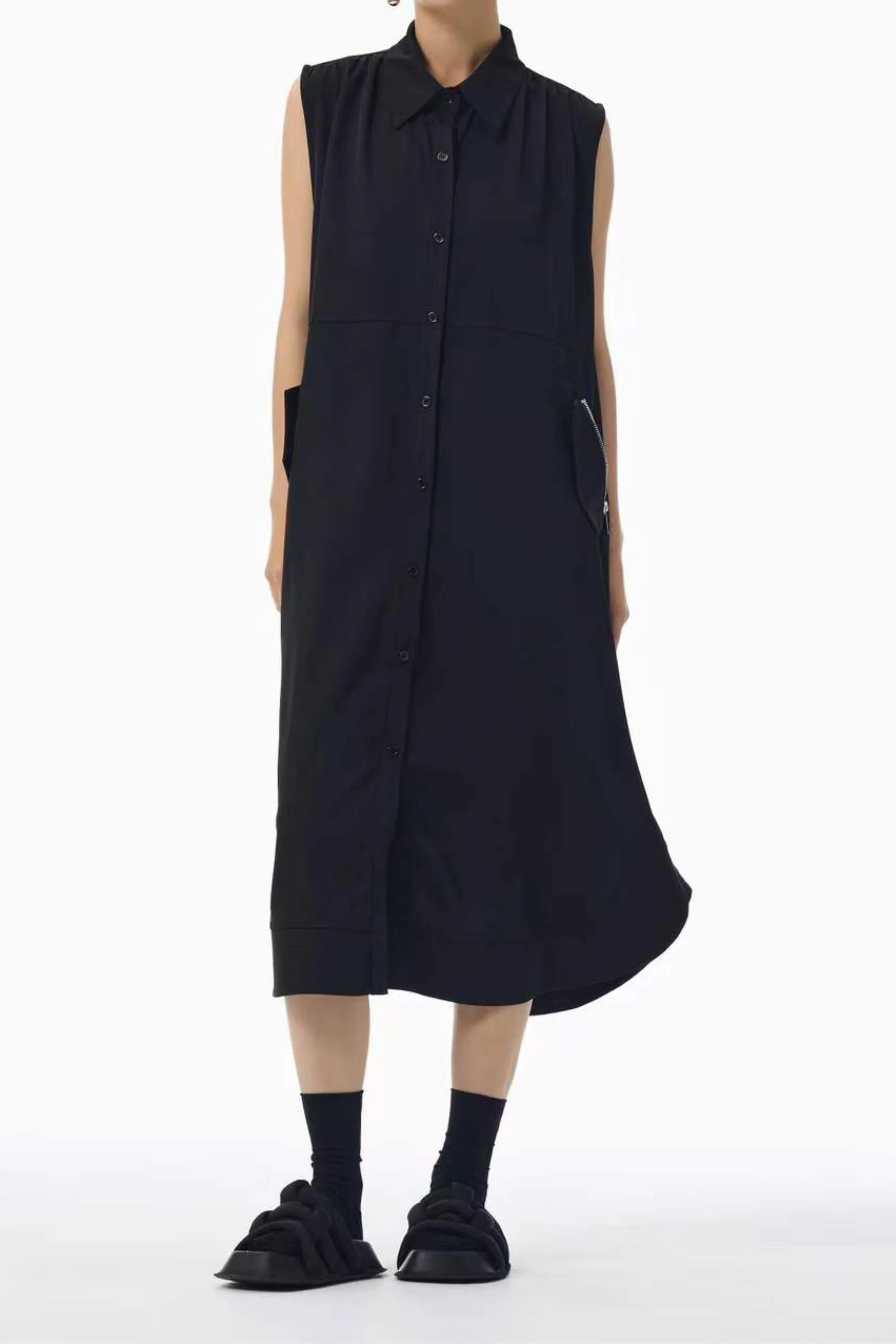 Stone Grey Button-down Dress