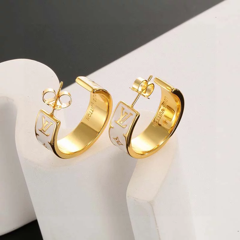 White&Golden Circle Earrings ED-931319