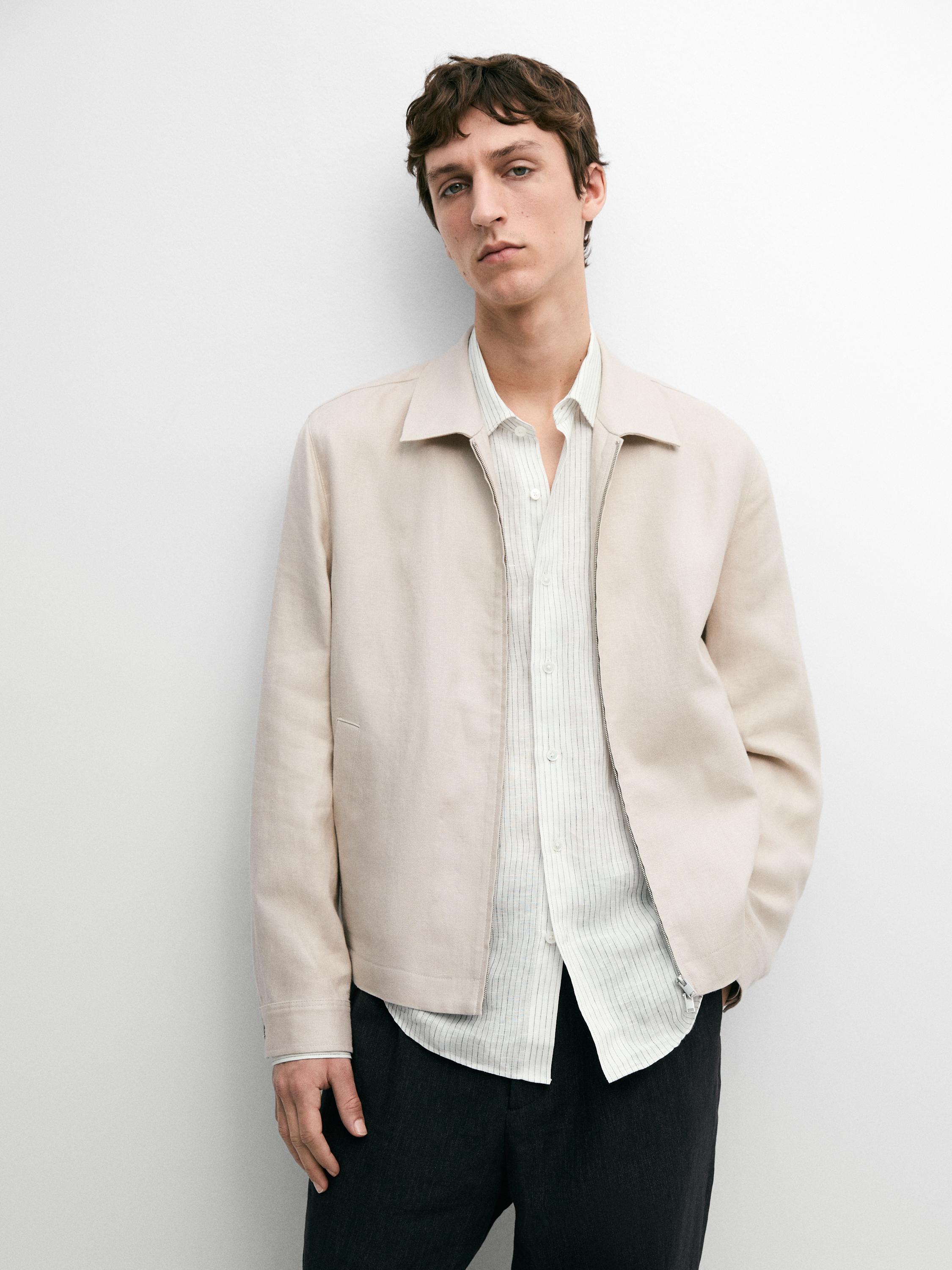 Chaqueta bomber total look 100% lino
