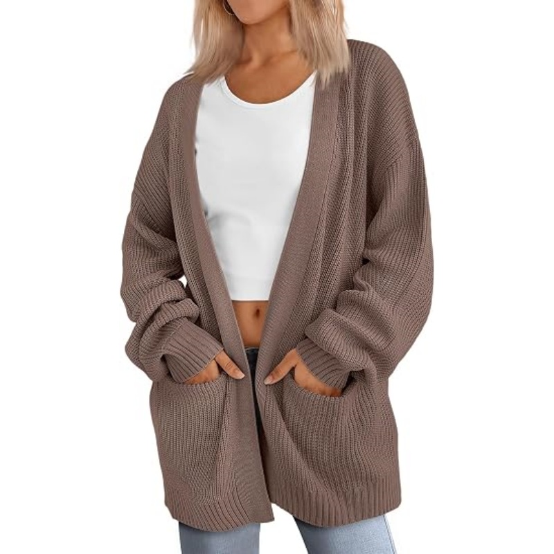 Women Oversized Chunky Knit Open Front Cardigan Long Sleeve Loose Casual Sweater Cardigan with Pockets Fall Outerwear