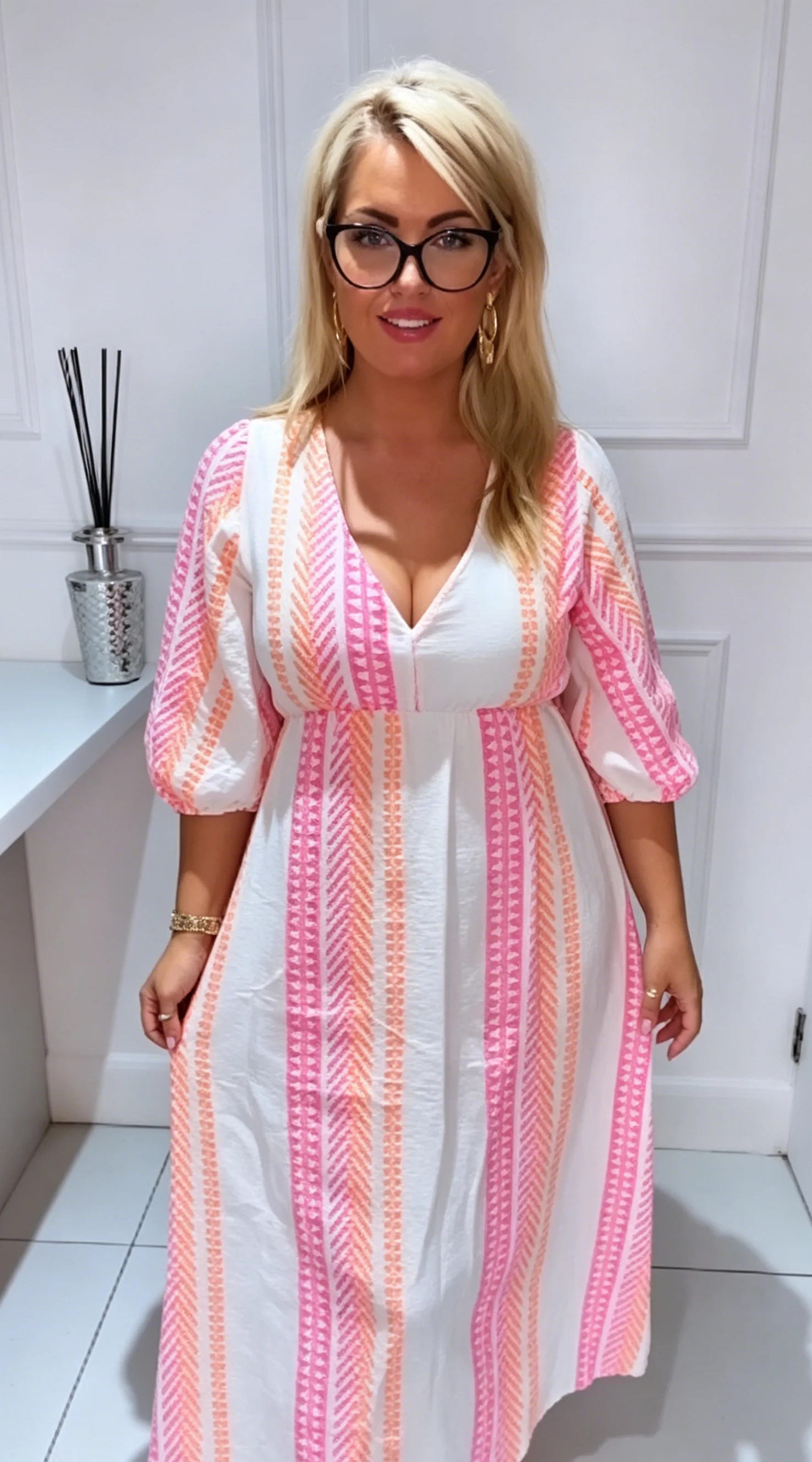 Women's V-Neck Printed Dress