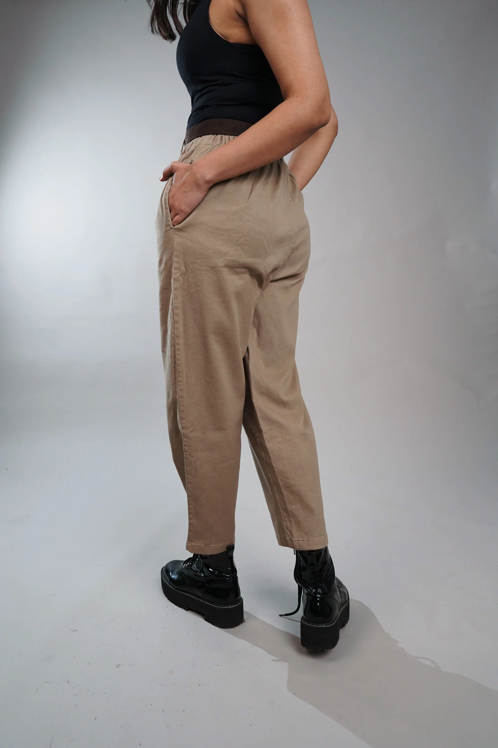 Belted Tanned Straight Trouser