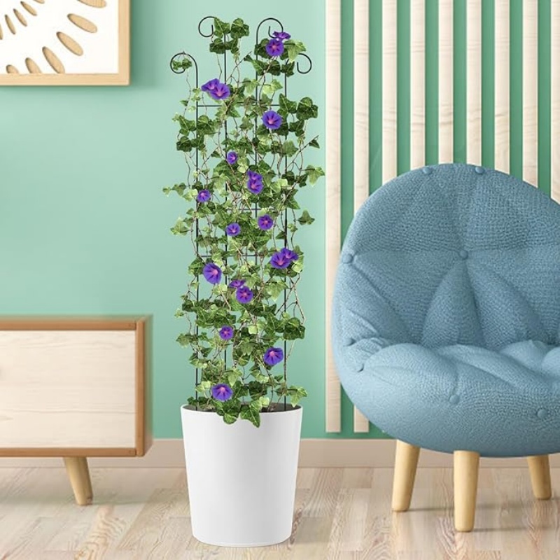 GREENFOLD 4 Pack 32'' Wave Shape Black Metal Trellis