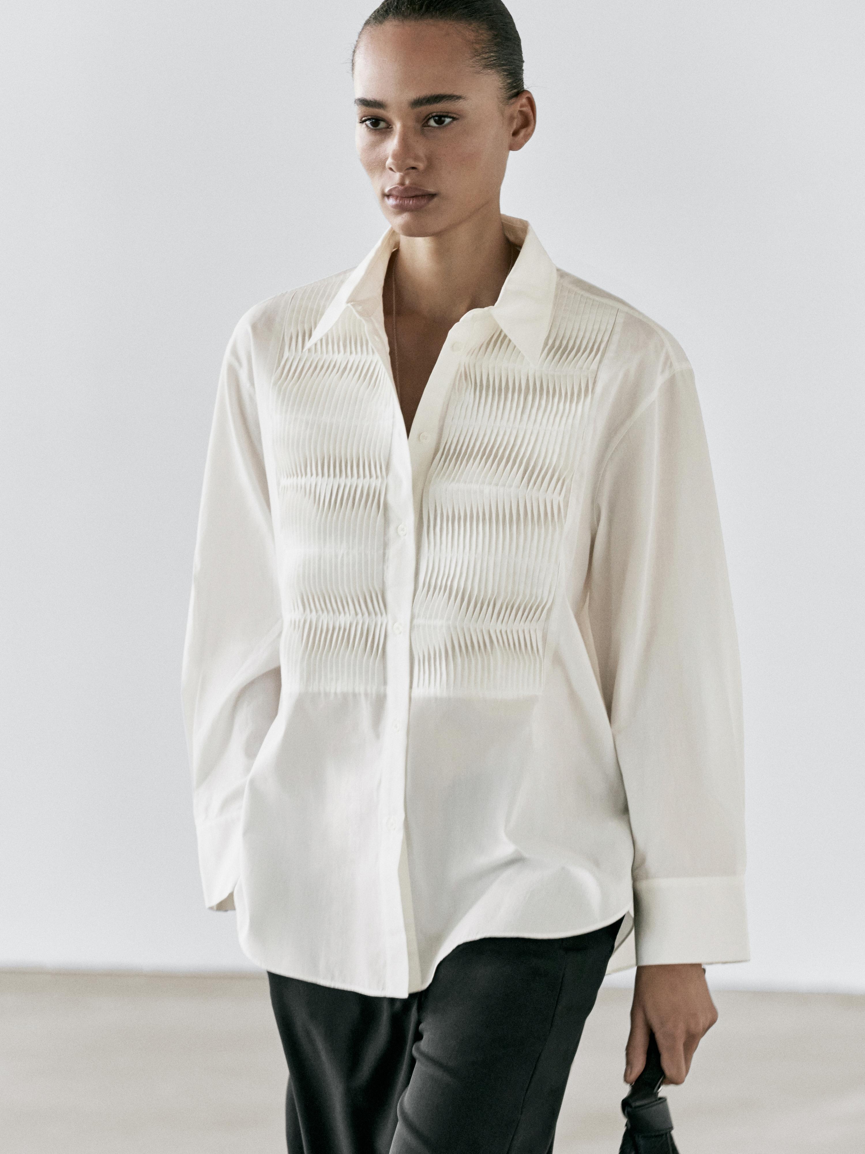 Camisa detalle pechera 100% algodón