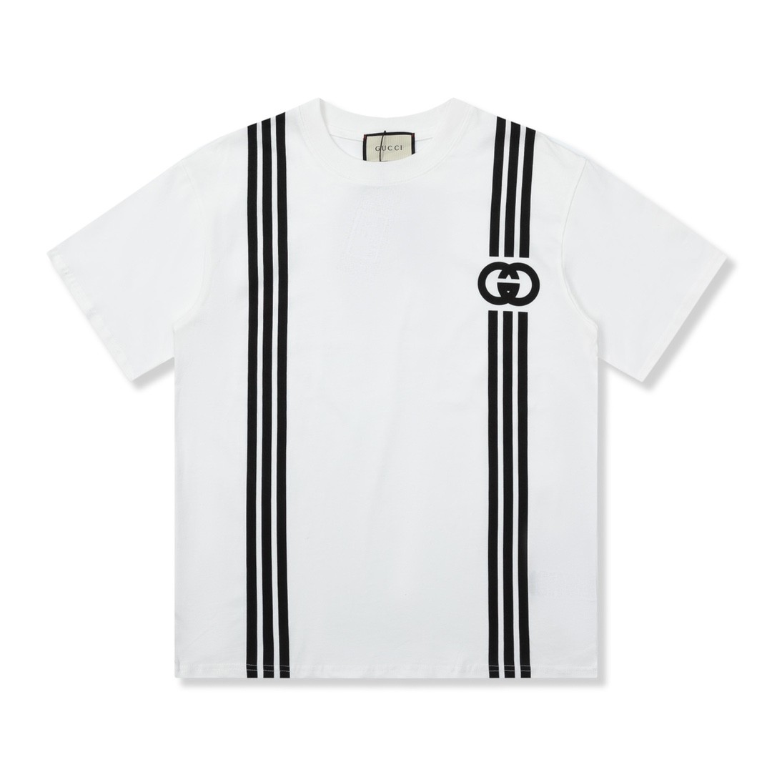 GUC  23SS double G vertical stripe foam printed t-shirt