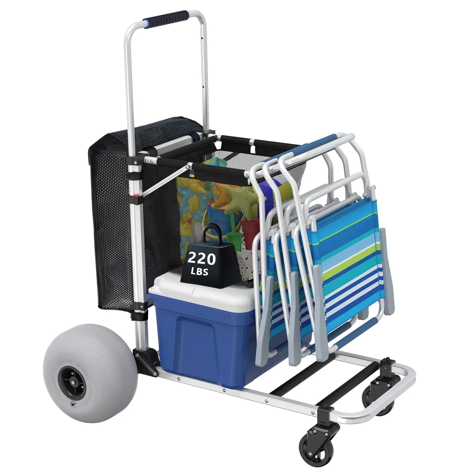 Foldable Beach Cart with Adjustable Handle 12