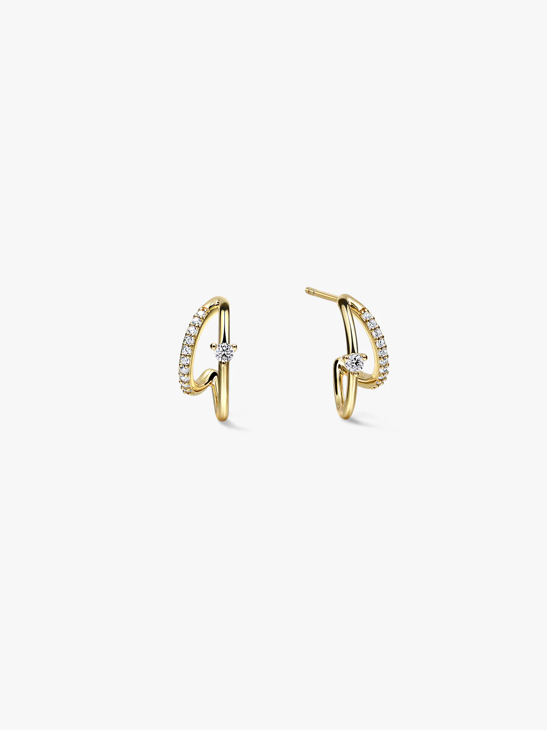 Pave & Prong Diamond Double Hoop Earrings