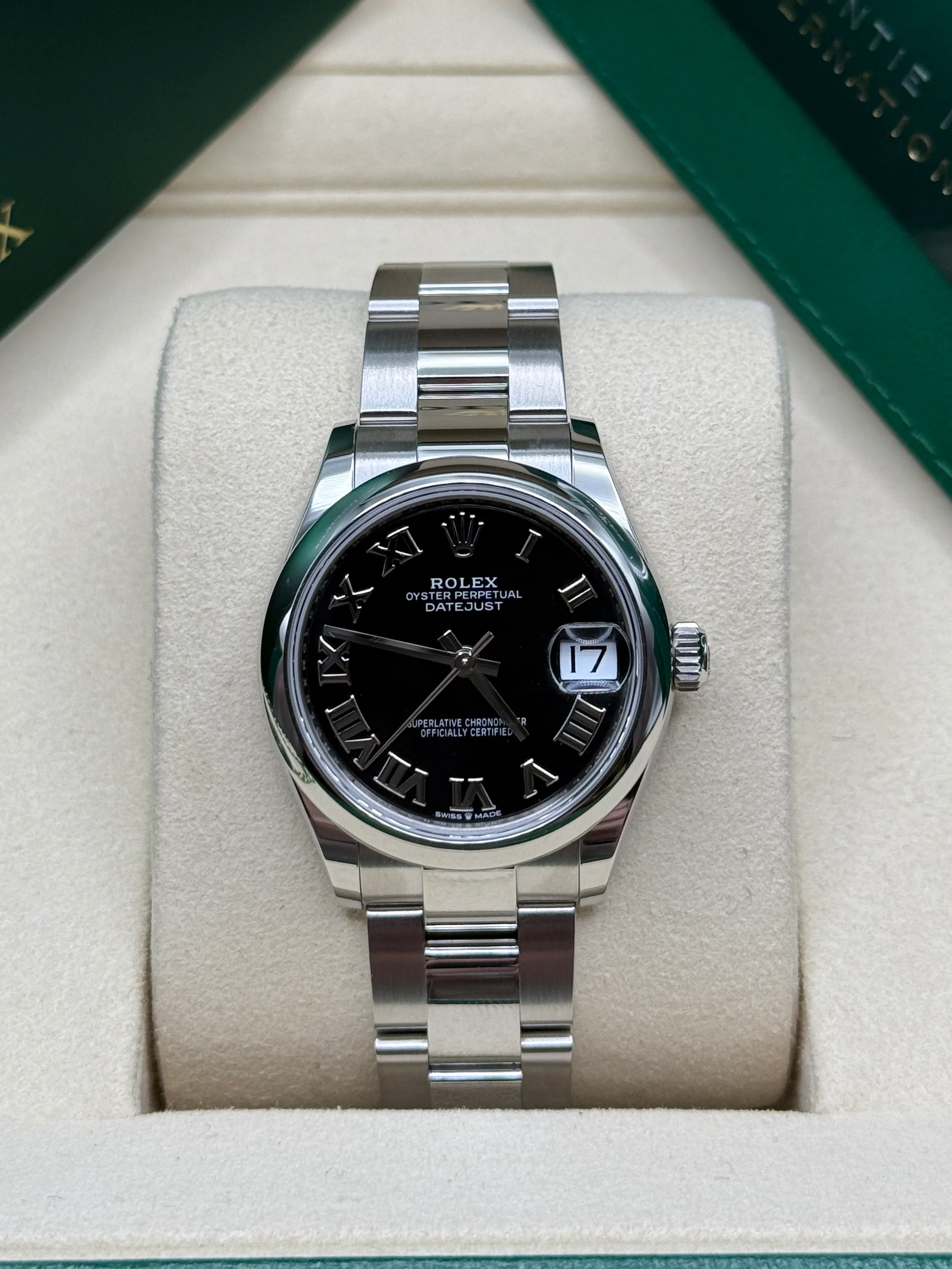 【Super Clone】RLX Datejust m278240-0001/0002 31mm Black Roman Domed Bezel Oyster Oystersteel