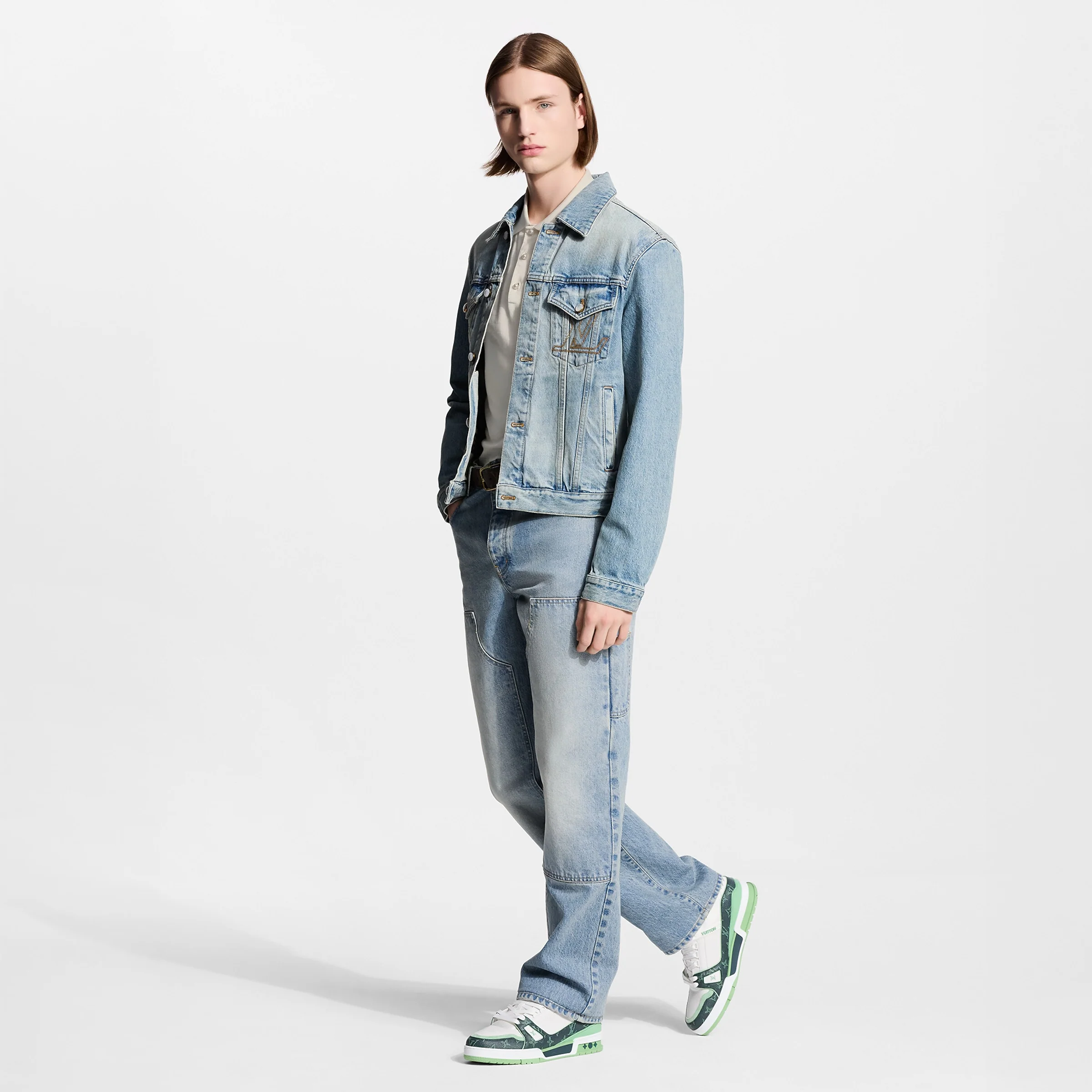 L.V  Trainer Green Monogram Leather Sneaker