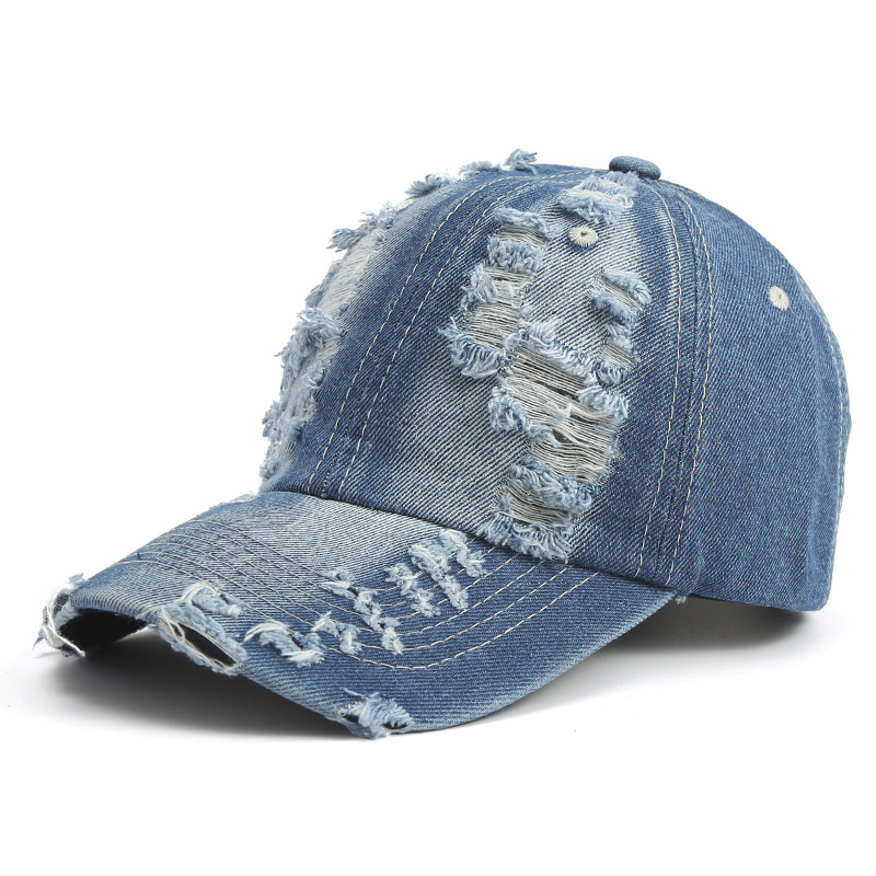 Men's Denim Ripped Sunshade Peaked Cap
