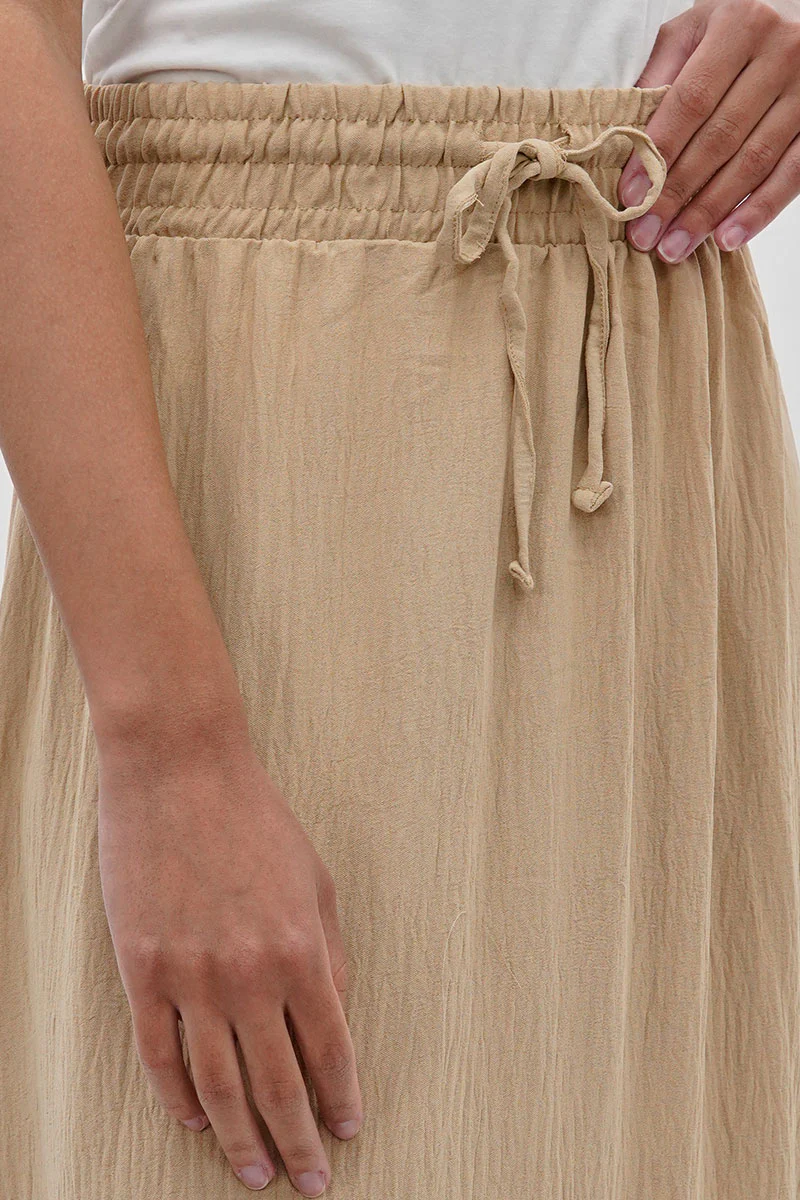 Vintage Tiered Cinched Skirt - Cream