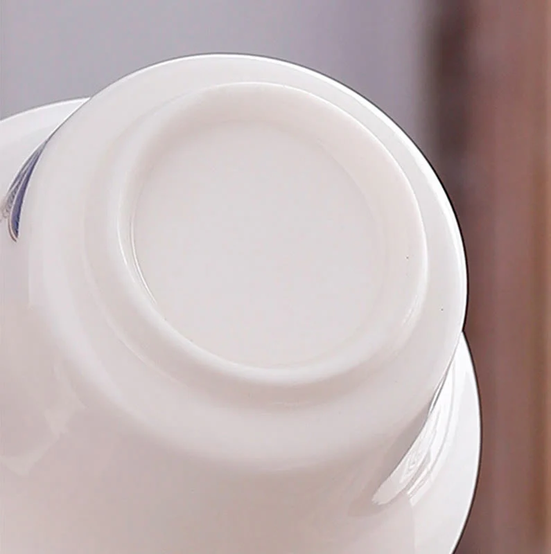 White Porcelain Mountain Landscape Countryside Ceramic Gaiwan Teacup Kung Fu Tea Cup And Saucer With Lid